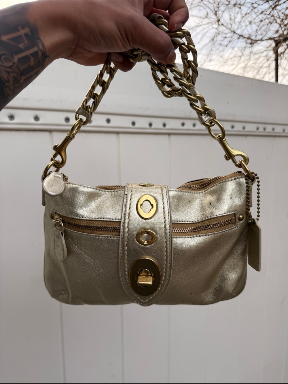 vintage y2k coach bridget metallic shoulder bag